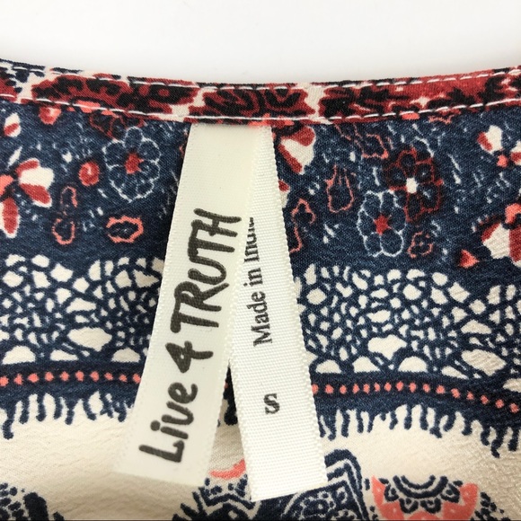 Live 4 Truth Long Sleeve Boho Elephant Print Dress Fall Burgundy Blue Cream - Picture 9 of 13